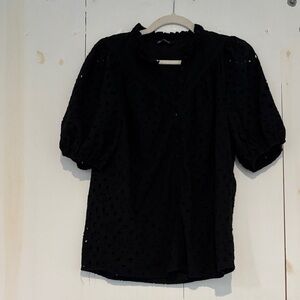 Black eyelet blouse